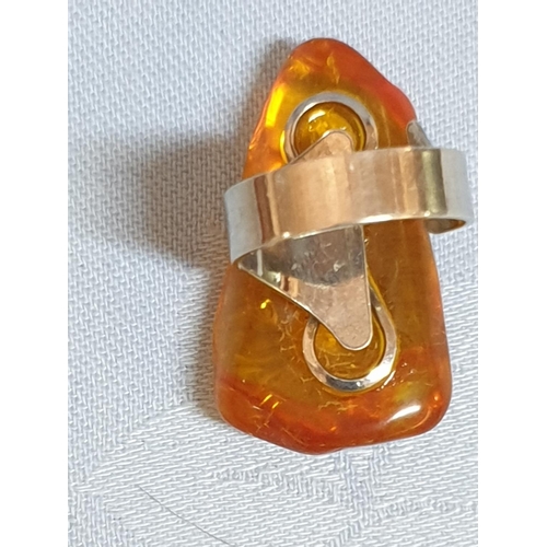 194 - Amber Silver Ring