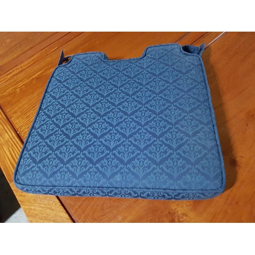 67 - Oval Large Extendable Dinning Table with 8 x Dinning Chairs with Blue Fabric Seats and Chinese Patte... 