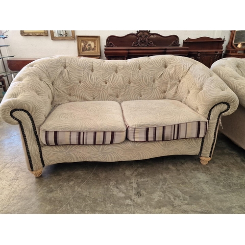 238 - 2 x Large Classic Style Button Back Sofas with Scroll Arms, (2)