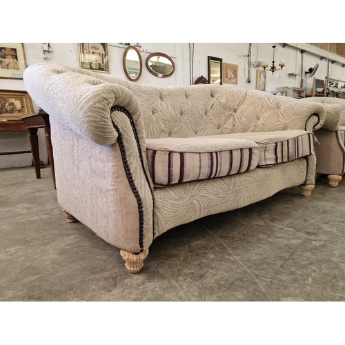 238 - 2 x Large Classic Style Button Back Sofas with Scroll Arms, (2)