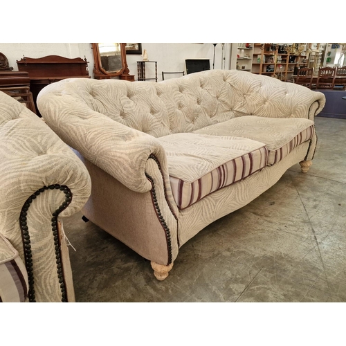 238 - 2 x Large Classic Style Button Back Sofas with Scroll Arms, (2)