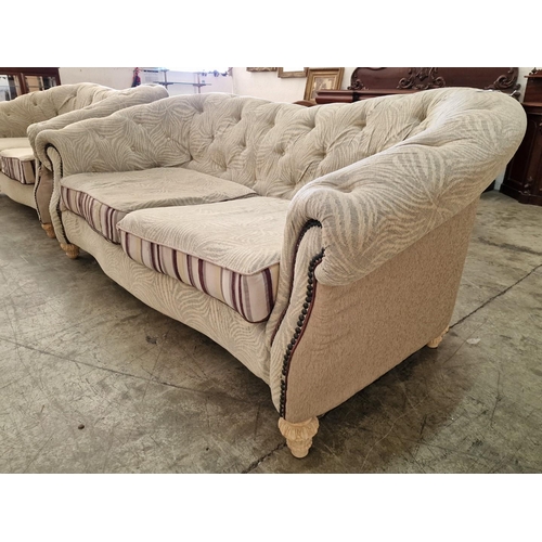 238 - 2 x Large Classic Style Button Back Sofas with Scroll Arms, (2)