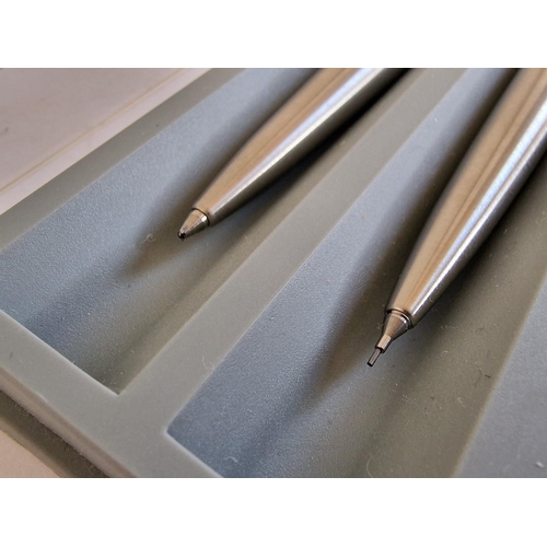 3 - Stainless Steel Parker 'Jotter' Pen & Pencil Set in Plastic Case