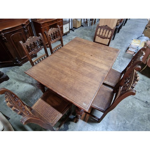 172 - Antique Carved Oak Rectangular Dining Table with Pineapple Legs (Approx. 123 x 89cm), Together with ... 