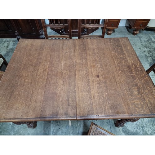 172 - Antique Carved Oak Rectangular Dining Table with Pineapple Legs (Approx. 123 x 89cm), Together with ... 