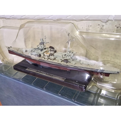 32 - Collection of 2 x 'Atlas Editions' Scale Model Military Warships; 'HMS Exeter' and 'Scharnhorst', in... 