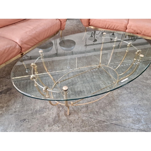 326 - 3-Seater and 2-Seater Designer 'Vidal Gray' Sofas and Matching Glass Top Coffee Table, with Polished... 