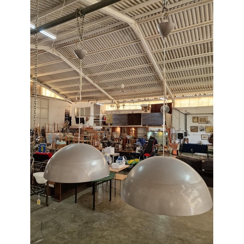 327 - Pair of Light Grey Colour 'Half Sphere' Hanging Ceiling Lights, (2)