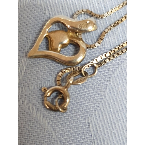 191 - Silver Chain (.925) with 2 x Pendants, Heart Shape (.830) and Mini Locket Pendant 