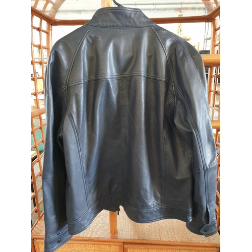 247 - Navy Blue Men's Leather Jacket (Sacoor Brothers) Size XL