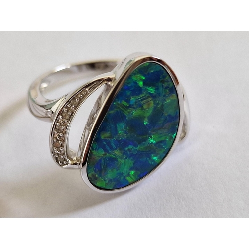 103 - Elegant 18ct White Gold, Opal(?) and Diamond Ring (Approx. 6.8g) and Pendant (Approx. 10.5g) on Whit... 