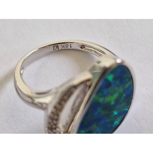 103 - Elegant 18ct White Gold, Opal(?) and Diamond Ring (Approx. 6.8g) and Pendant (Approx. 10.5g) on Whit... 