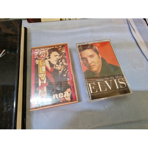 134 - Elvis Presley Collection; 5 x LP Vinyl Records, Qty of Single / 45rpm Records, Various Books, 2 Cass... 