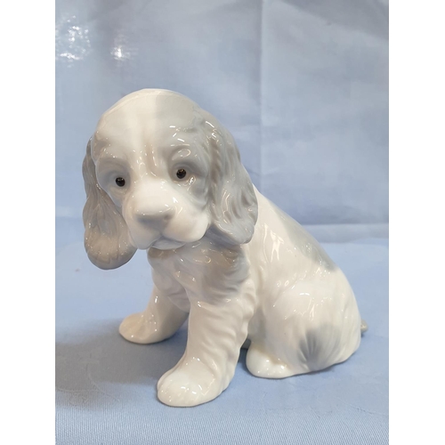 285 - Spaniel Puppy Porcelain Figurine, Made in Spain (H:11.5cm)