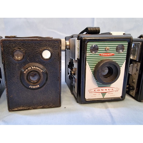 29 - Collection of 5 x Vintage Box Cameras; Kodak Six-20 Brownie C, Model E, Junior, Coronet Consul & Amb... 