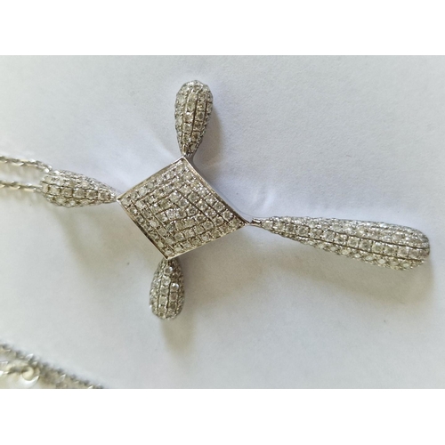 47 - Stunning Diamond Encrusted Modern 18ct White Gold Cross Pendant, (Approx. 6.1g, H: 4.8cm), Together ... 