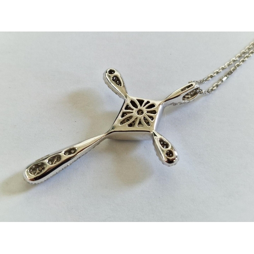 47 - Stunning Diamond Encrusted Modern 18ct White Gold Cross Pendant, (Approx. 6.1g, H: 4.8cm), Together ... 