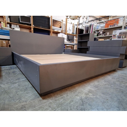 334 - Modern Grey Bedroom Set of Double Bed (Fits Mattress 180 x 203cm), Together with Matching Furniture;... 