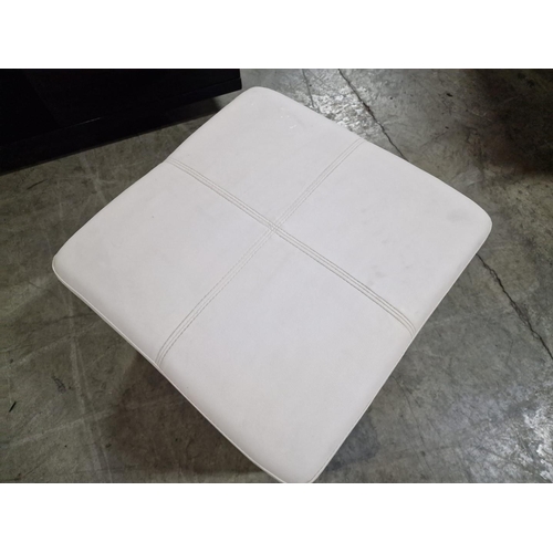 335 - White Leatherette Footstool / Pouffe with Hinged Lid and Storage, (Approx. 50 x 50 x 43cm)