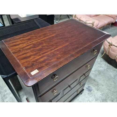 336 - Dark Wood Colour 7-Drawer Tall Boy / Chest of Drawers, (Approx. 82 x 46 x 113cm)