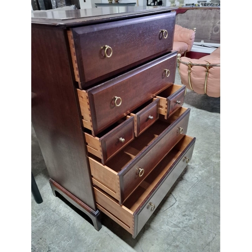 336 - Dark Wood Colour 7-Drawer Tall Boy / Chest of Drawers, (Approx. 82 x 46 x 113cm)