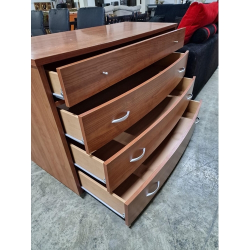 337 - Light Wood Colour 4-Drawer Partly Bow Fronted Chest of Drawers, (Approx. 123 x 54 x 83cm)