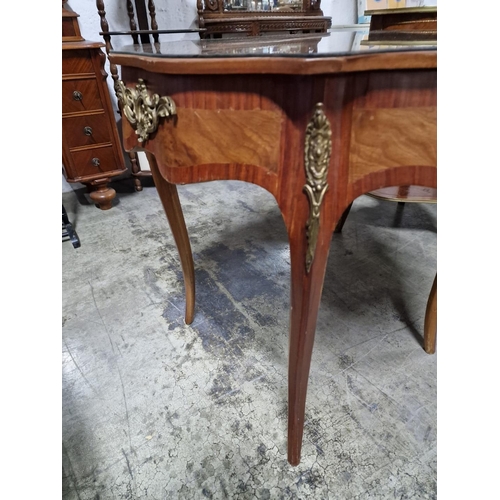 342 - Classical Style Table with Round Serpentine Inlaid Top, Cabriole Legs and Decorative Gilt Metal, (Ap... 