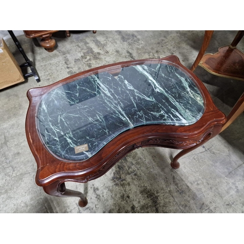 343 - Classical Style Marble Top Side Table with Carved Details and Cabriole Legs, (Approx. 65 x 38 x 59cm... 