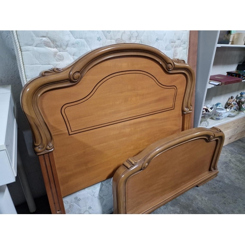 344 - Classical Style Wood Effect Single Bed with Arched Top Headboard, Together with Mattress (Approx. 90... 