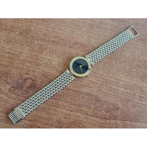 214 - 'R Muller' Geneve Gold Plated Gents Wrist Watch with Black Face and Bracelet Strap (Quartz), Running... 