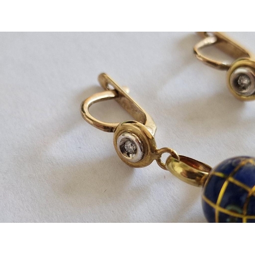 44 - Pair of Interesting 9ct Gold Earrings with Revolving Globes, (2), (Total Weight Approx. 5.2g)