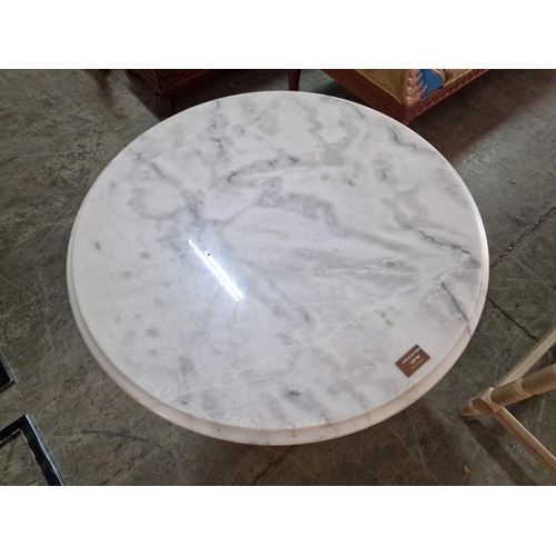 64 - Round Marble Garden / Patio / Pub Table with Cast Iron Pedestal Leg, (Approx. Ø: 60cm, H: 70cm)