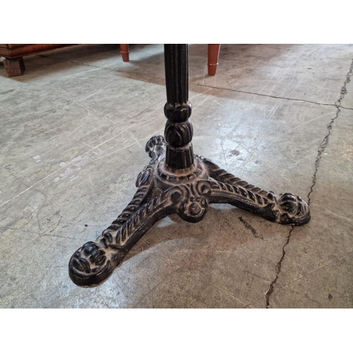 64 - Round Marble Garden / Patio / Pub Table with Cast Iron Pedestal Leg, (Approx. Ø: 60cm, H: 70cm)