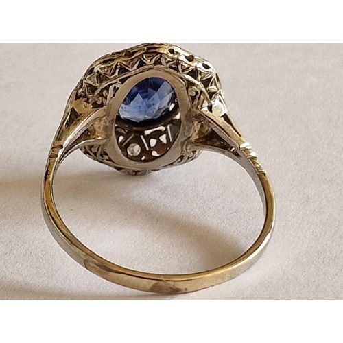 22 - Platinum, Ceylon Sapphire and Diamond Ring; Approx. 3ct Oval Cut Ceylon Sapphire Set in Platinum Rin... 