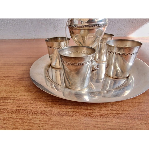 99 - Silver (830) Set of Round Tray with Pitcher and 4 x Cups / Beakers

Approx. Cups (Ø:4.5cm x H:5cm), ... 