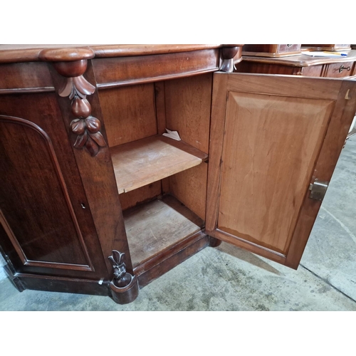 195 - Edwardian Bow Fronted / Demi-Lune Sideboard / Cabinet with Gallery Display Top, (A/F)