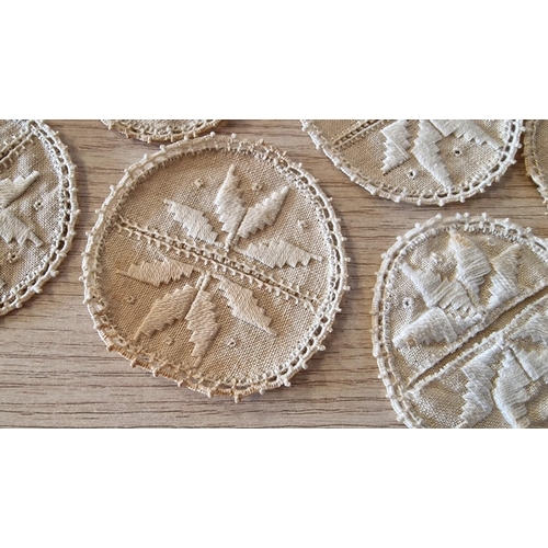 14 - Collection of 8 x Handmade Lefkara Lace Coasters (Ø8cm each), (8)