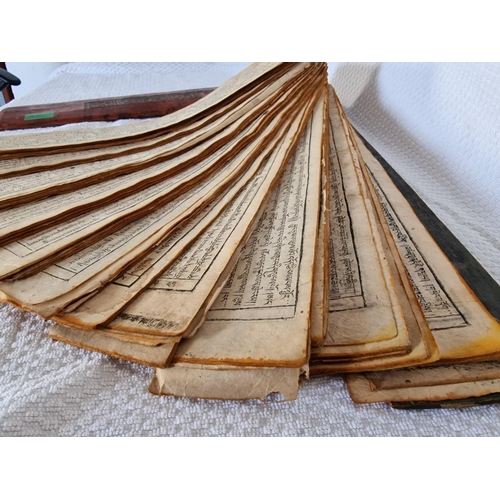 19 - Antique Buddhist (Tibetan?) Temple Prayer Book / Sutra Manuscript; Large Quantity of Double Sided Lo... 