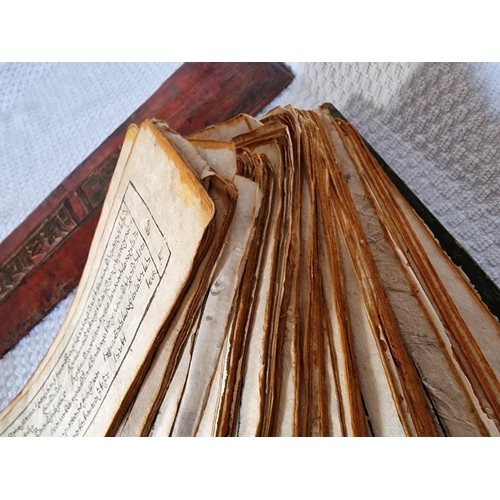 19 - Antique Buddhist (Tibetan?) Temple Prayer Book / Sutra Manuscript; Large Quantity of Double Sided Lo... 