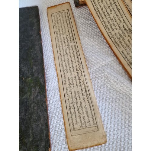 19 - Antique Buddhist (Tibetan?) Temple Prayer Book / Sutra Manuscript; Large Quantity of Double Sided Lo... 