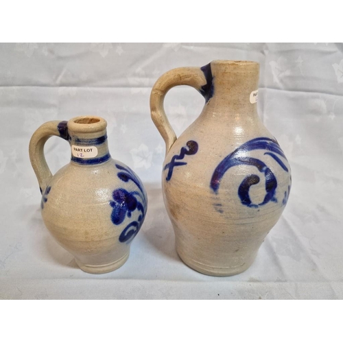 77 - Collection of 6 x Vintage German Blue & White Stoneware Jugs, (Approx. Largest H: 28cm), (6)