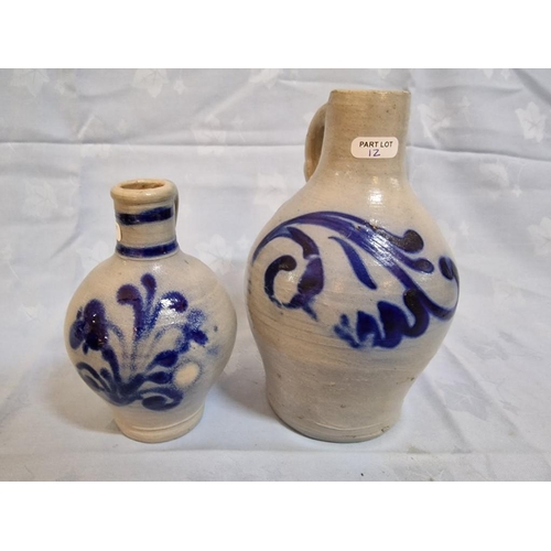 77 - Collection of 6 x Vintage German Blue & White Stoneware Jugs, (Approx. Largest H: 28cm), (6)