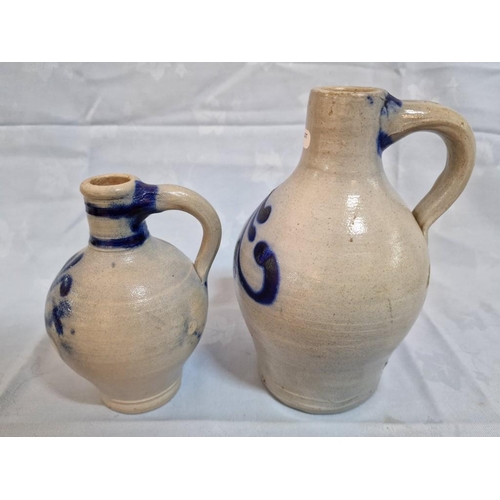 77 - Collection of 6 x Vintage German Blue & White Stoneware Jugs, (Approx. Largest H: 28cm), (6)