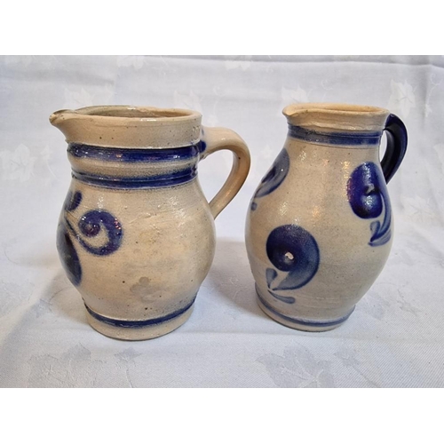 77 - Collection of 6 x Vintage German Blue & White Stoneware Jugs, (Approx. Largest H: 28cm), (6)