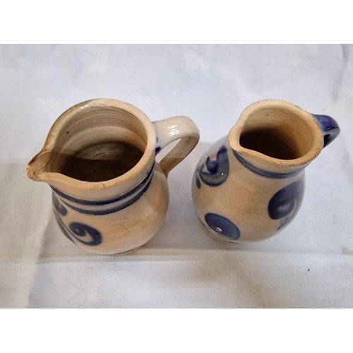 77 - Collection of 6 x Vintage German Blue & White Stoneware Jugs, (Approx. Largest H: 28cm), (6)