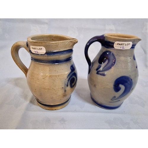 77 - Collection of 6 x Vintage German Blue & White Stoneware Jugs, (Approx. Largest H: 28cm), (6)