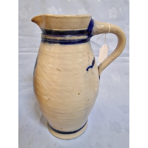 77 - Collection of 6 x Vintage German Blue & White Stoneware Jugs, (Approx. Largest H: 28cm), (6)