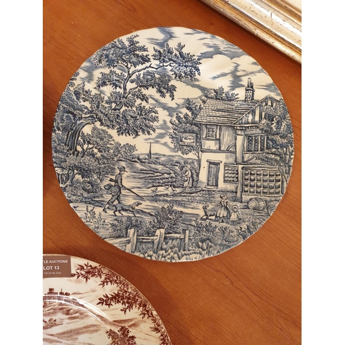 13 - Vintage Porcelain Plates with Rural Scenes inc; 2 x Swan Inn and 