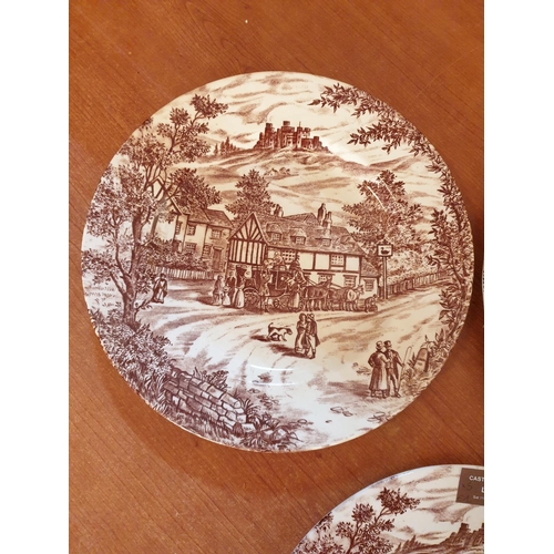 13 - Vintage Porcelain Plates with Rural Scenes inc; 2 x Swan Inn and 