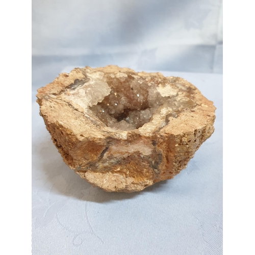 205 - Natural Quartz Stones, 1 x Geode Together with Decorative Base Stone (Approx 9cm x 7cm and 10.5cm x ... 